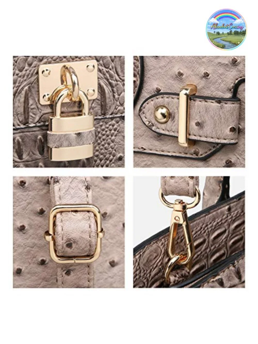 Vegan Leather Satchel Handbag with Matching Clutch and Shoulder Strap